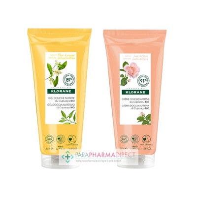 Klorane Cupuaçu Gel Douche Nutritif Fleur d'Oranger + Crème Douche Nutritive Lait de Rose 2x200mlLot  × 2