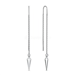 Серьги-продёвки из серебра родированные - Ромбы 220-10-226-1р