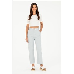 Kadın Açık Mavi Loose Cropped Fit Jean Pantolon