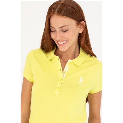 Kadın Neon Sarı Basic Polo Yaka Tişört