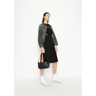 Organic jersey cotton all over logo knitted midi dress