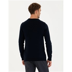 Lacivert Slim Fit Bisiklet Yaka Triko Kazak