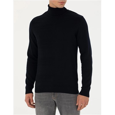 Lacivert Slim Fit Balıkçı Yaka Triko Kazak