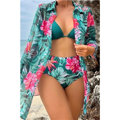 BELLA NOTTE, 3 Parça Yüksek Bel Gömlek Ve Bikini Takımı