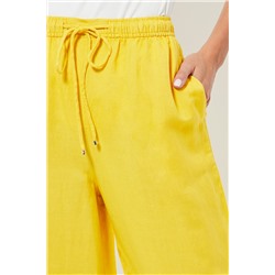 Pantalón relaxed fit de lino cintura alta - Amarillo