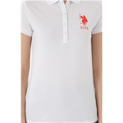 Kadın Beyaz Basic Polo Yaka Tişört