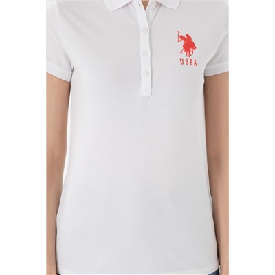 Kadın Beyaz Basic Polo Yaka Tişört