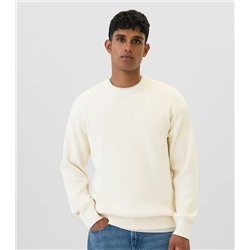 Oversized Fisherman-Stitch Crewneck Sweater