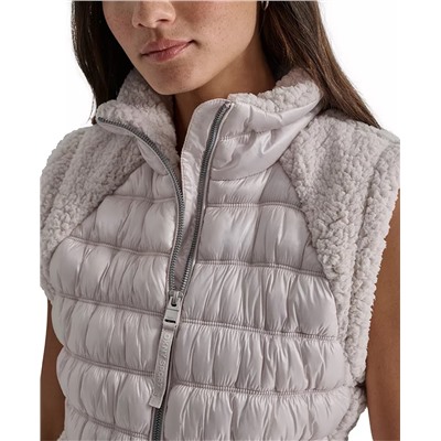 DKNY Sport Women's Sherpa-Trim Zip-Front Puffer Vest