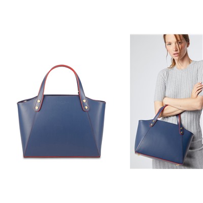 Bolso de piel Parl Azul marino y rojo