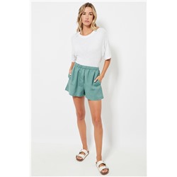 Short de lino cintura alta - Verde agua