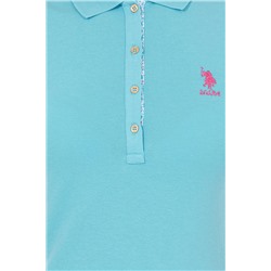 Kadın Turkuaz Basic Polo Yaka Tişört