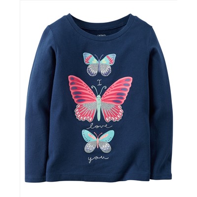 Long-Sleeve Butterfly Graphic Tee