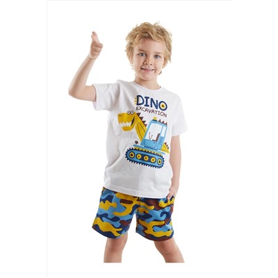 Denokids, Dino Kazı Erkek Çocuk Yazlık T-shirt Kamuflaj Şort Takım