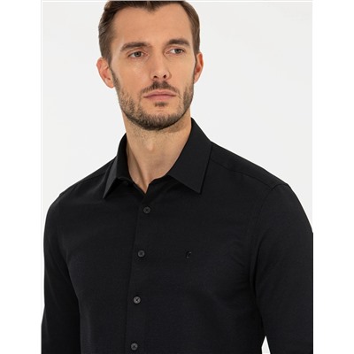Siyah Slim Fit Uzun Kollu Gömlek