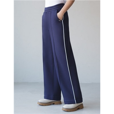 Теплые прямые брюки из эластичного футера трехнитки с начесом