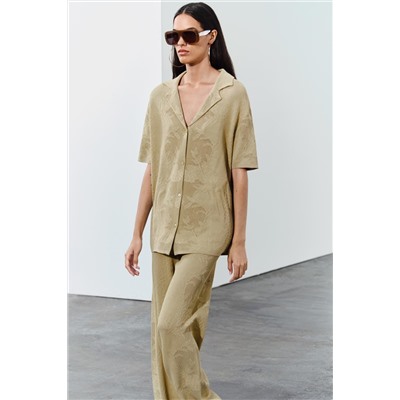 OVERSIZE JACQUARD KNIT POLO SHIRT