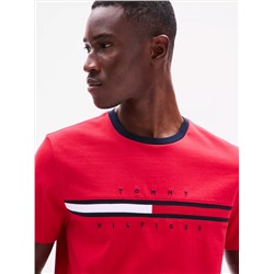 Embroidered Flag Stripe Logo T-Shirt
