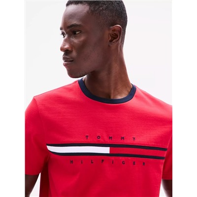 Embroidered Flag Stripe Logo T-Shirt