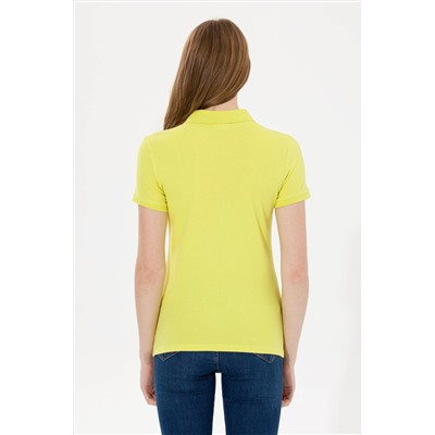 Kadın Neon Sarı Basic Polo Yaka Tişört