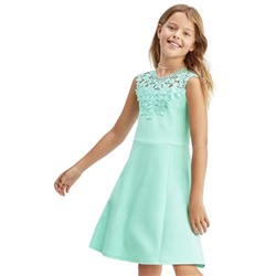 Girls Lace Stretch Jacquard Dress