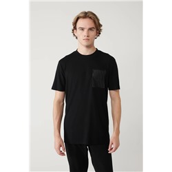 Avva, Erkek Siyah Bisiklet Yaka Baskılı Soft Touch T-shirt A41y1010