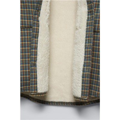 CHECK OVERSHIRT WITH FAUX SHEARLING