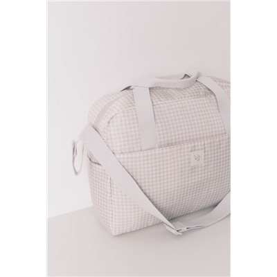Bolso grande "maternity" cuadros vichy gris oscuro