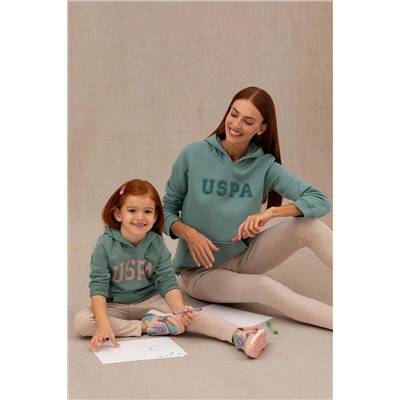 Kız Çocuk Mint Basic Kapüşonlu Sweatshirt