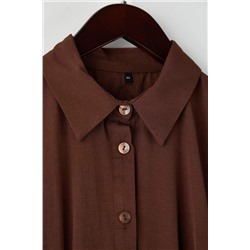 Kahverengi Terrycotton Dokuma Büyük Beden Elbise