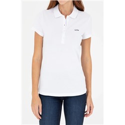 Kadın Beyaz Basic Polo Yaka Tişört