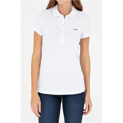 Kadın Beyaz Basic Polo Yaka Tişört