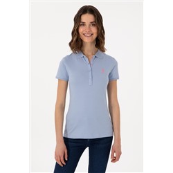 Kadın Açık Mavi Basic Polo Yaka Tişört