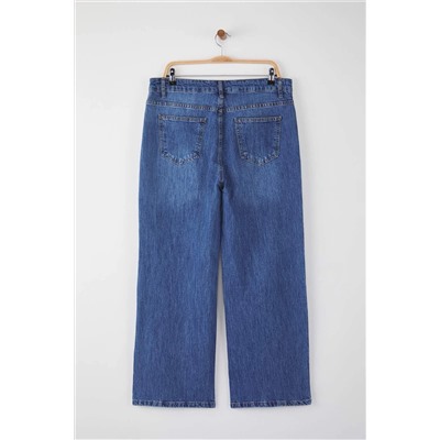 Mavi Yüksek Bel Geniş Paça Denim Büyük Beden Wide Leg Jeans TBBAW26CJ00001