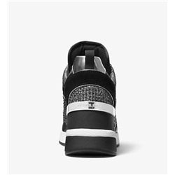MICHAEL MICHAEL KORS Georgie Leather and Glitter Chain-Mesh Trainer
