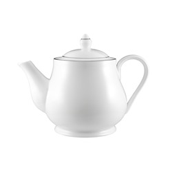 Чайник заварочный, 1 л, фарфор P, белый, с серебристым кантом, White Platinum, 63329