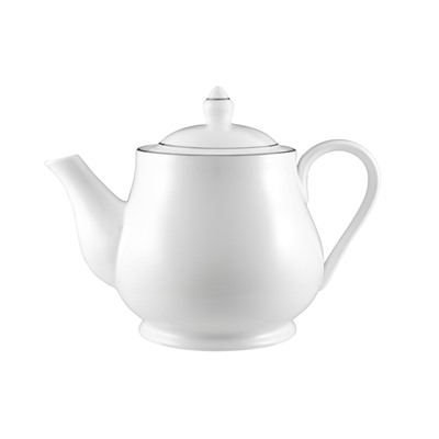 Чайник заварочный, 1 л, фарфор P, белый, с серебристым кантом, White Platinum, 63329