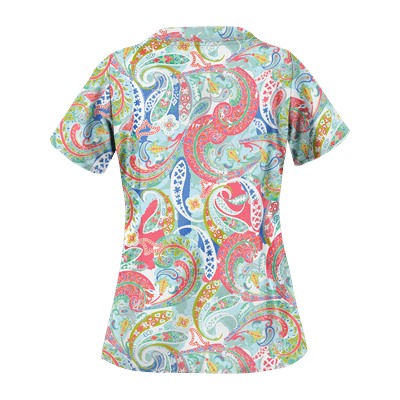 UA Charming Swirls Cool Blue Print Scrub Top