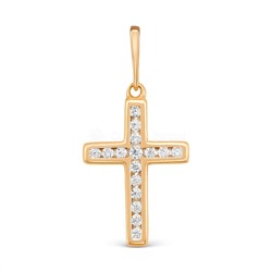 Подвеска-крест из золочёного серебра с фианитами 925 пробы п3-950з200