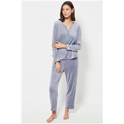 Camiseta de pijama de terciopelo - Azul claro