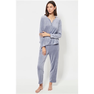 Camiseta de pijama de terciopelo - Azul claro