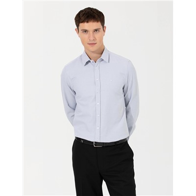 Gri Slim Fit Oxford Gömlek