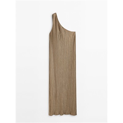 Vestido midi asimétrico plisado