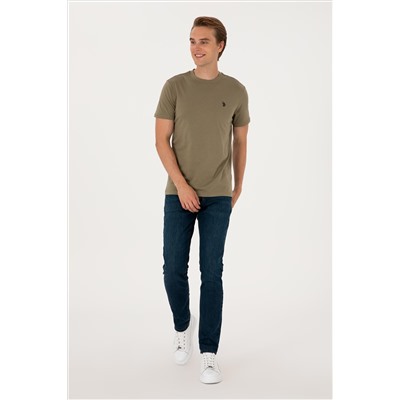 Erkek Regular Fit Bisiklet Yaka Vizon Basic Tişört