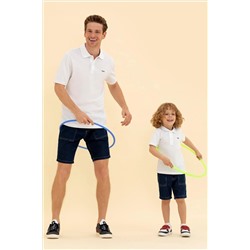 Erkek Çocuk Beyaz Basic Polo Yaka Tişört