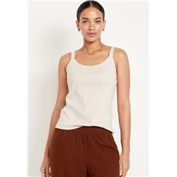 90s Ribbed Lace-Trim Tank