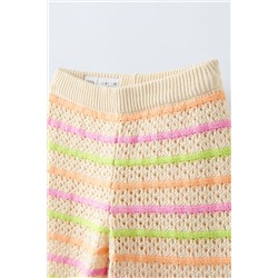 STRIPED CROCHET KNIT TROUSERS