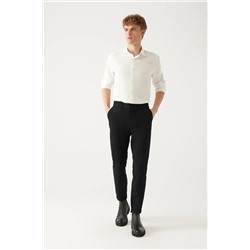Avva, Erkek Siyah Esnek Chino Kanvas Pantolon B003002