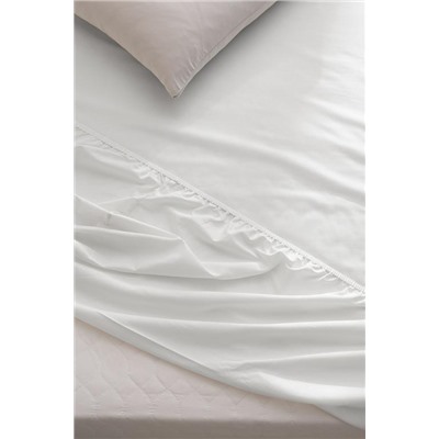 Manon King Size Plus %100 Pamuk Ranforce Lastikli Çarşaf - Beyaz