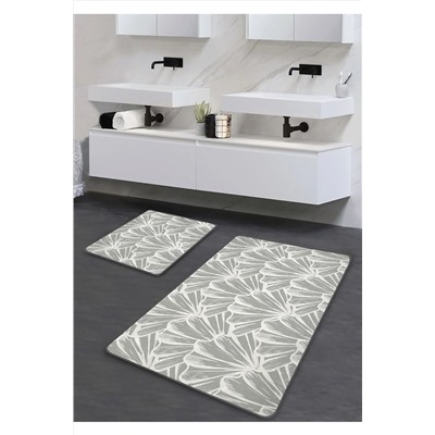 Pilloveland Kaymaz Taban Yıkanabilir 2’li Banyo Paspası - Shell Desenli 60*100 cm - 50*60 cm BM0018